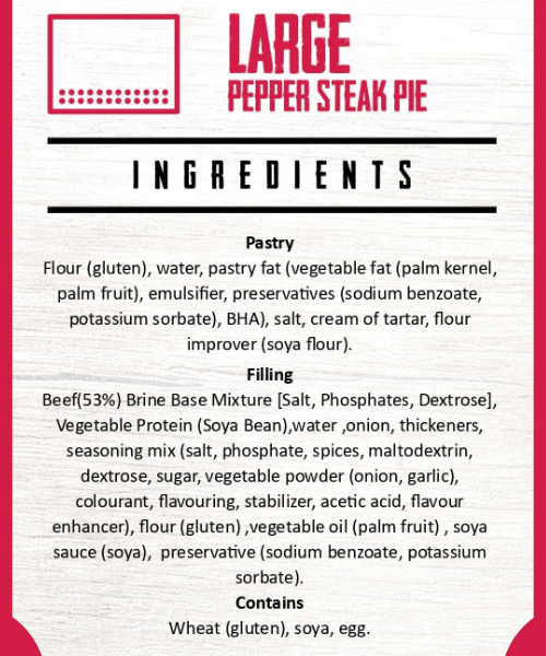 Large Pepper Steak Ingredients