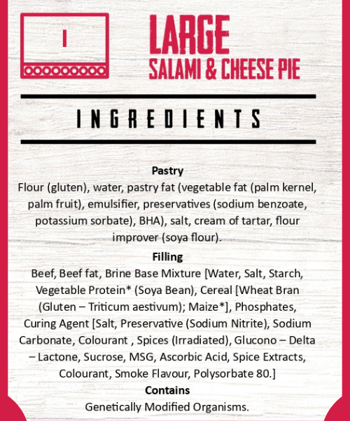 Large Salami and Cheese Pie Ingredients